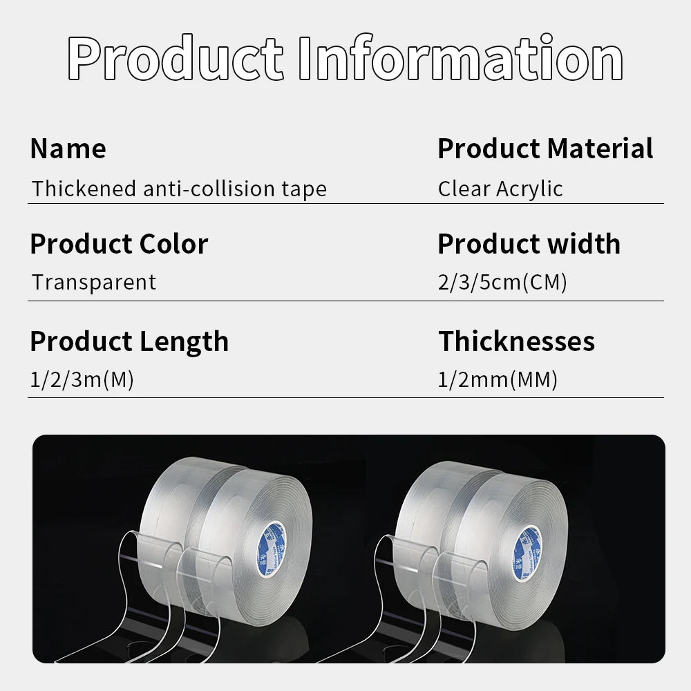 Nano Tape Single Sided Tape Transparent Reusable Waterproof Adhesive Tapes Cleanable Kitchen Bathroom Supplies Tapes