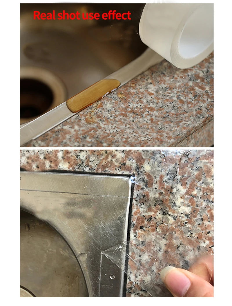 Sink Self-adhesive Home Kitchen Waterproof Transparent Tape Nano Mildew Strong Pool Water Seal Gap Strip Silicone Stickers Tool