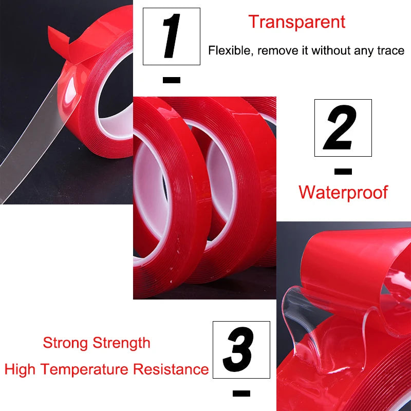3M Double Sided Nano Tape Transparent No Trace Reusable Waterproof Adhesive Tape Home Bathroom Wall Sticker Decor Tape gekkotape