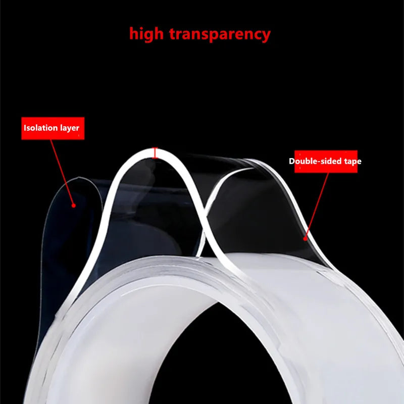 3M Double Sided Nano Tape Transparent No Trace Reusable Waterproof Adhesive Tape Home Bathroom Wall Sticker Decor Tape gekkotape