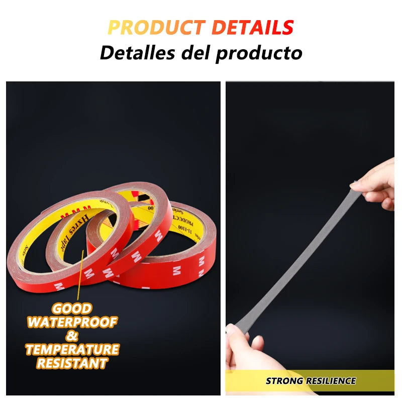 3Meters Double Sided Adhesive Tape Extra Strong 0.8mm Thick High Viscosity For Car Special Mounting Fixing Tear Off No Residue