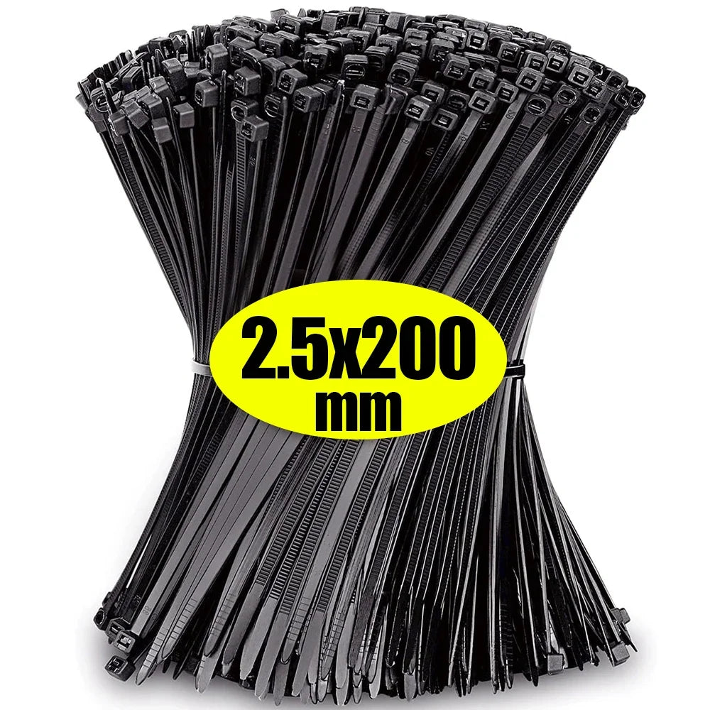 3000/100Pcs Wholesale Adjustable Nylon Cable Ties Self-locking Cord Ties Straps Home Office Wire Zip Ties Cables Fastening Loop