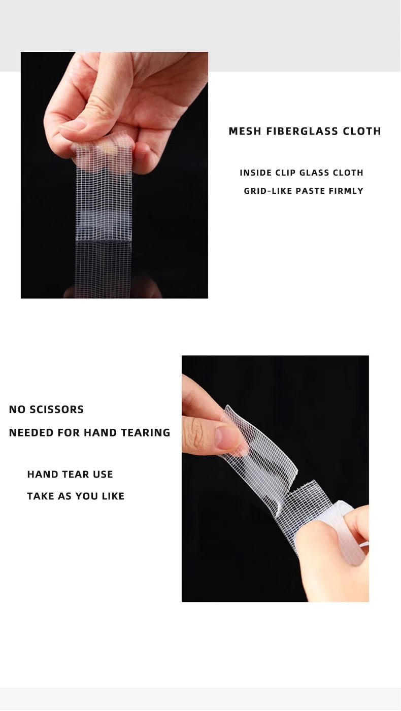 3PCS Reusable Traceless Strong Sticky Adhesive Mesh Nano Tape, Washable Clear Mounting For Paste Items In Home Office Car