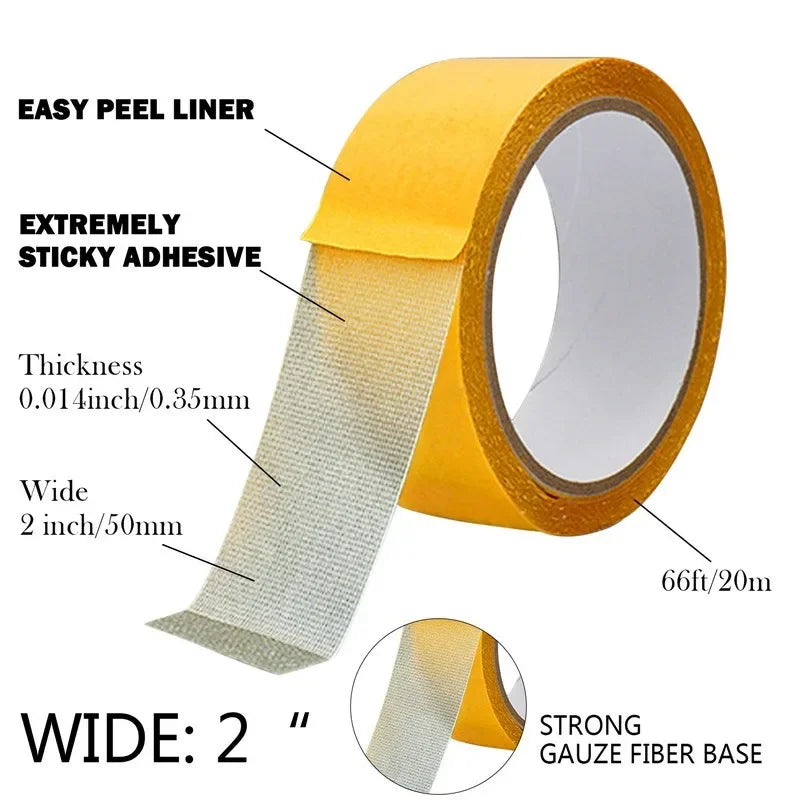 1Roll  Double Sided Tape High Viscosity Grid Fiber Transparent Double Sided Tape Sticky Waterproof  Adhesive Fiber Mesh Tapes