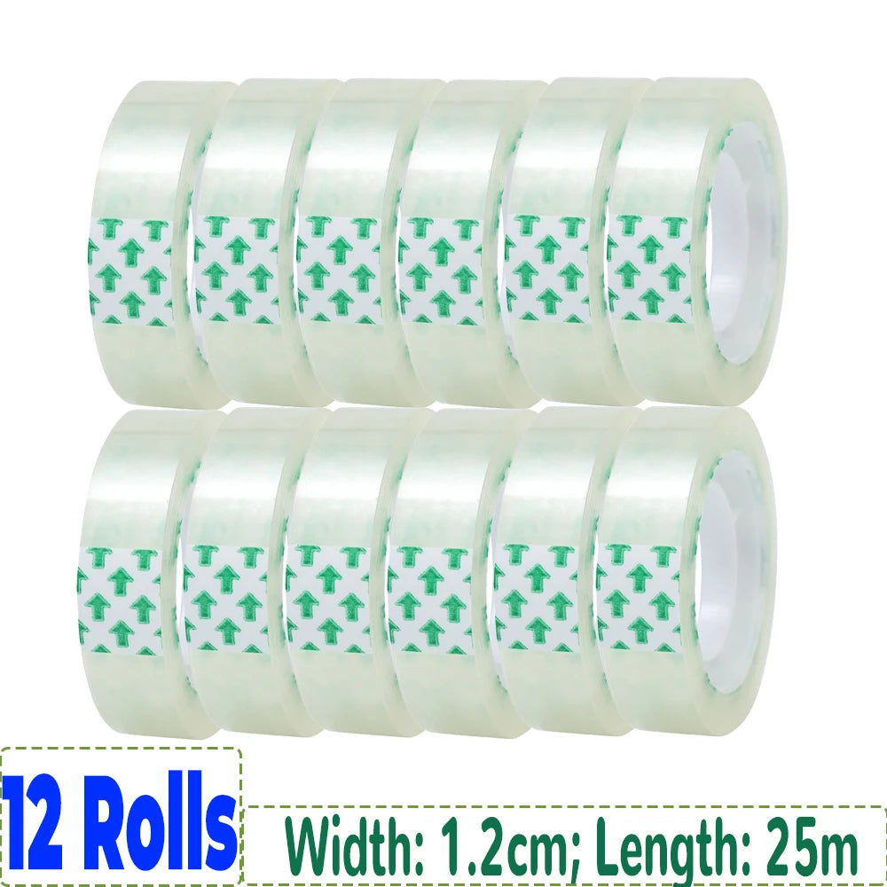 12/6/3/1rolls Transparent Tape Refills Wrapping Tape Roll 0.8cm 1.2cm 1.8cm High-viscosity Adhesive Tapes Home School Supplies