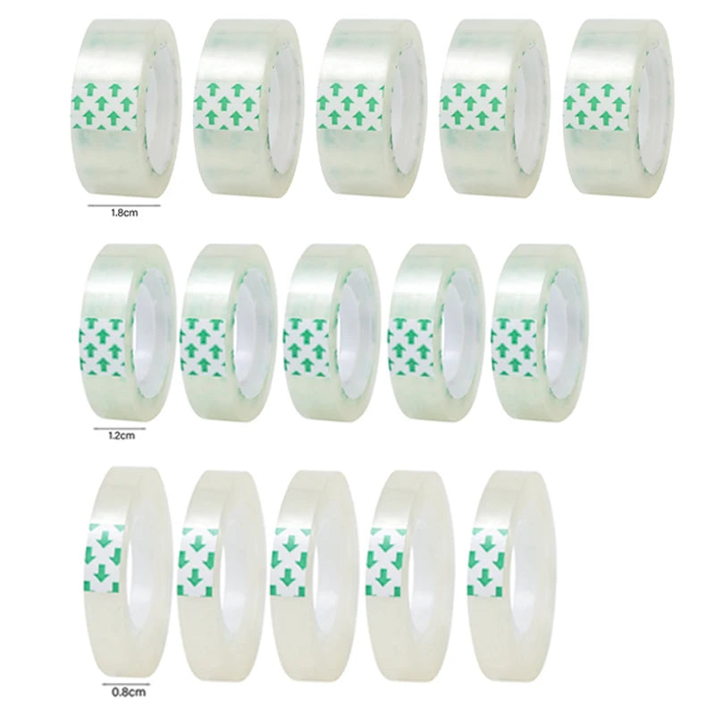 20-1Roll Transparent Adhesive Tape 0.8cm 1.2cm 1.8cm Width Strong Clear Sealing Tape for Office School Home Packaging Stationery