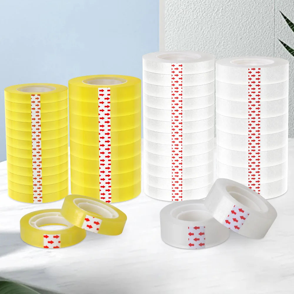 Stationery Tape, White Transparent Tape, Cellophane Tape, DIY Packaging Tools, Clear Refill Tape For Office School Home
