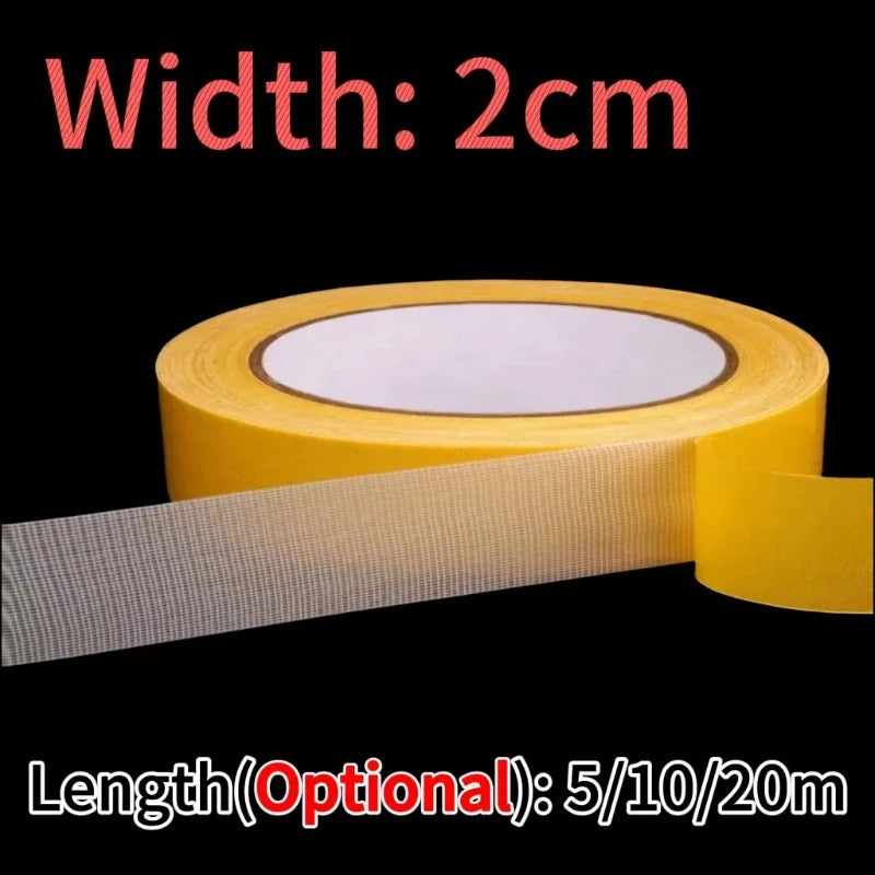 5/10/20m Double Sided Tape Strong Traceless Adhesive Waterproof Fixation Mat Carpet Tape Translucent Mesh High Viscosity Tapes