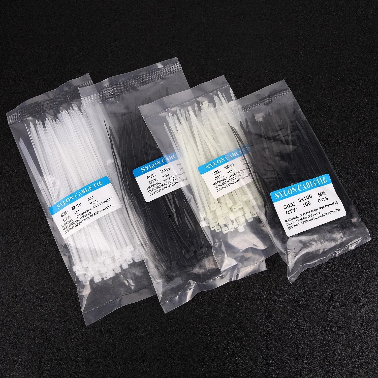 1000/100Pcs Wholesale Plastic Nylon Cable Ties Self-locking Cord Straps Widen thicken Cables Fastening Loop Wire Zip Tie