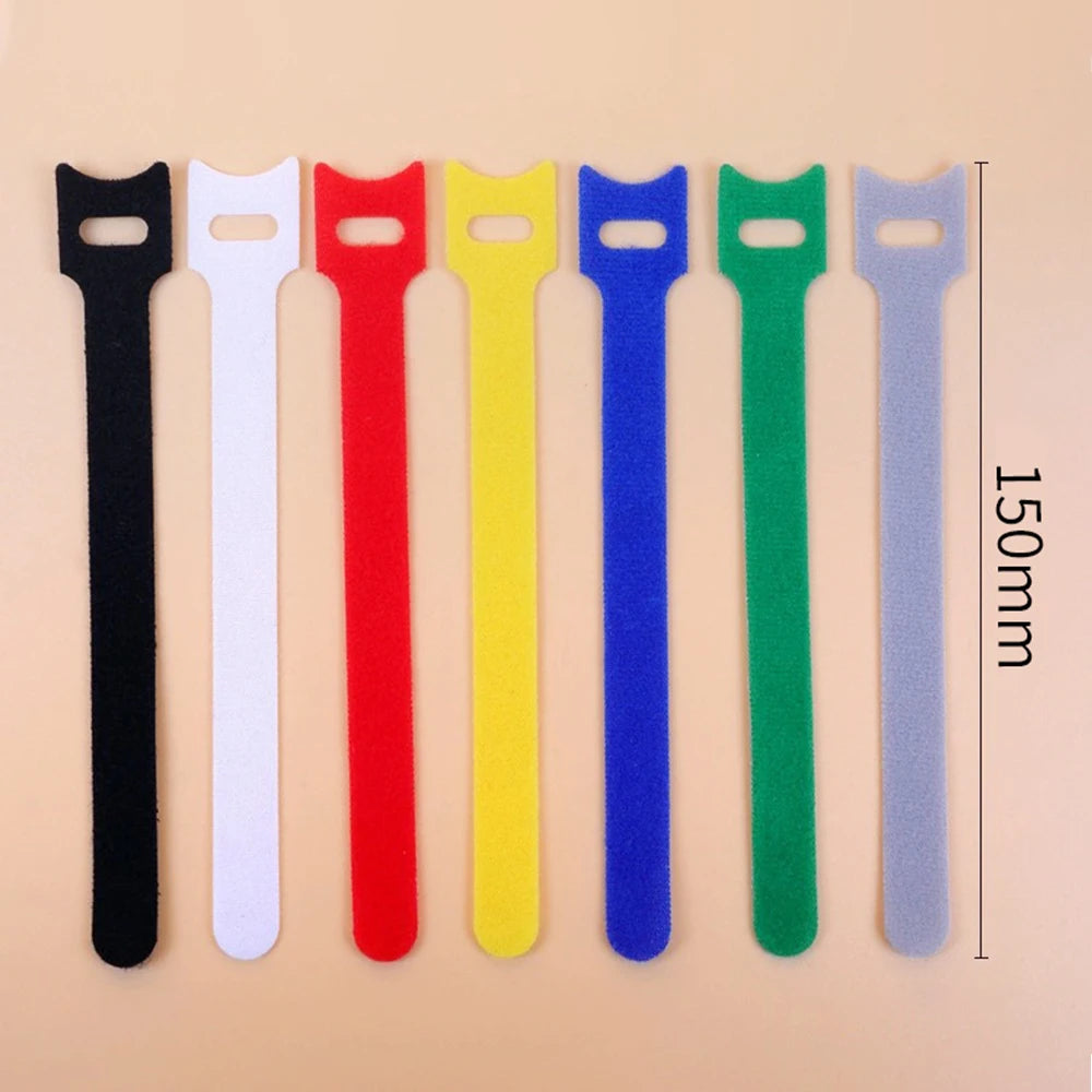 Releasable Cable Ties Black Nylon Loop and Hoop Fastener Tape Cord Straps Wire Organizer Multi-Purpose Bundling Wrap Tie