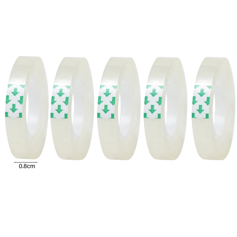 20-1Roll Transparent Adhesive Tape 0.8cm 1.2cm 1.8cm Width Strong Clear Sealing Tape for Office School Home Packaging Stationery