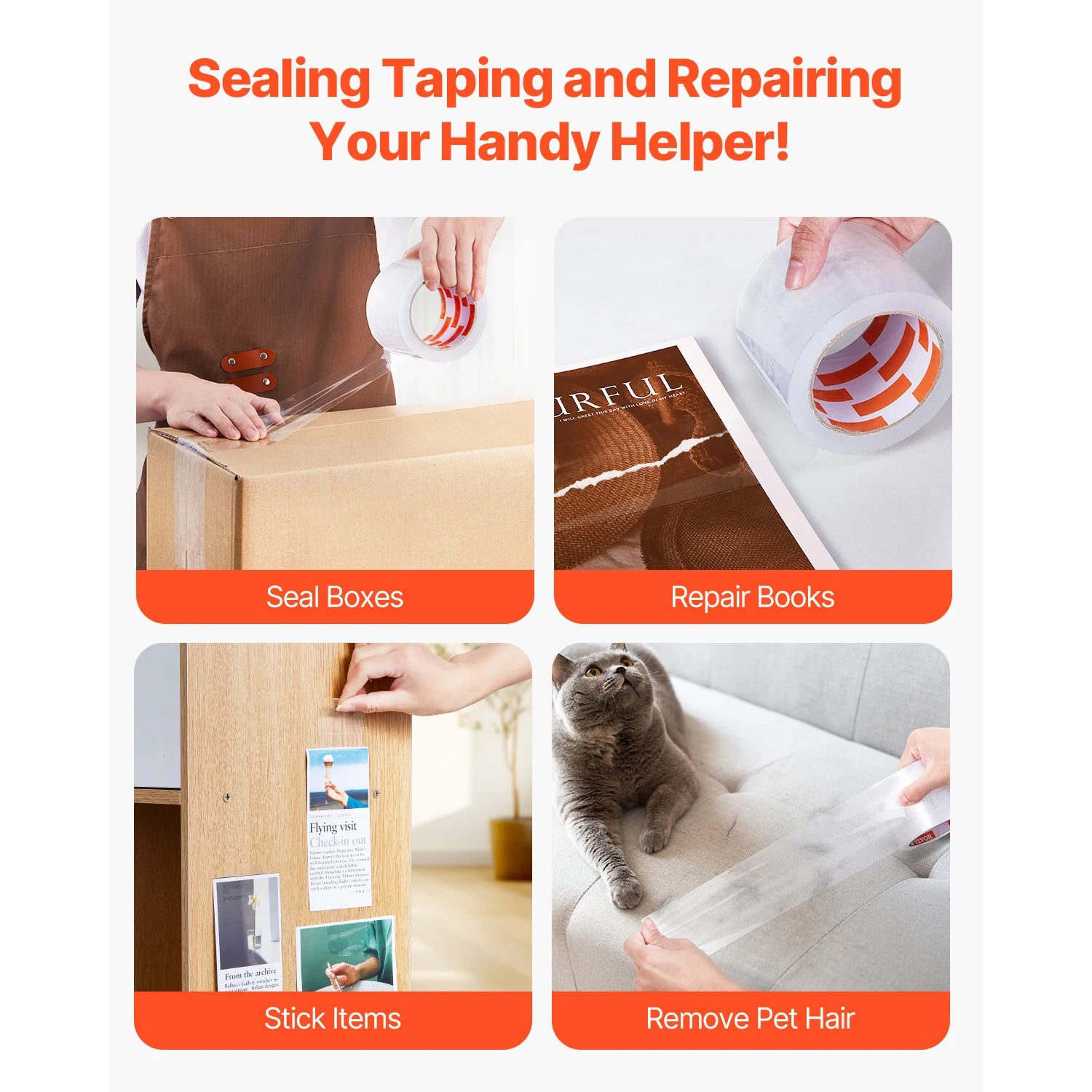 SucceBuy 6/24 Rolls 7.6CM 70M High Viscosity Clear Adhesive Tape Transparent Packaging Tape for Office Wrapping Express Packing
