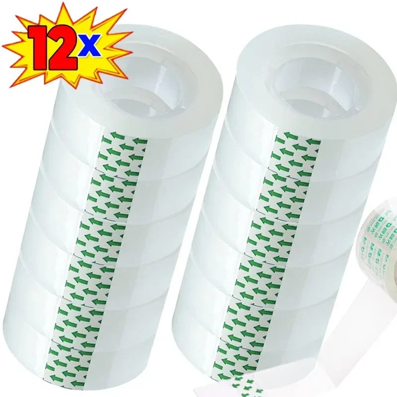 12/6/3/1rolls Transparent Tape Refills Wrapping Tape Roll 0.8cm 1.2cm 1.8cm High-viscosity Adhesive Tapes Home School Supplies