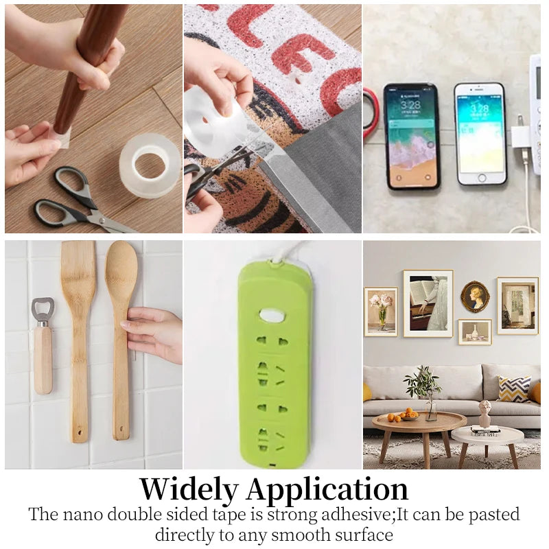 Ultra-strong Double-sided Adhesive Nano Tape Transparent Waterproof Extra Strong Sticky Strip Heavy-duty Two Side Tape