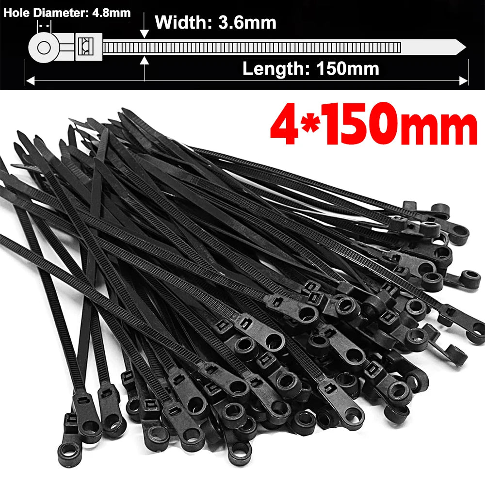 Screw Mount Cable Ties Nylon Heavy Duty Adjustable Self Locking Cord Zip Tie Screw Hole Wire Organizer Fastening Loop Straps