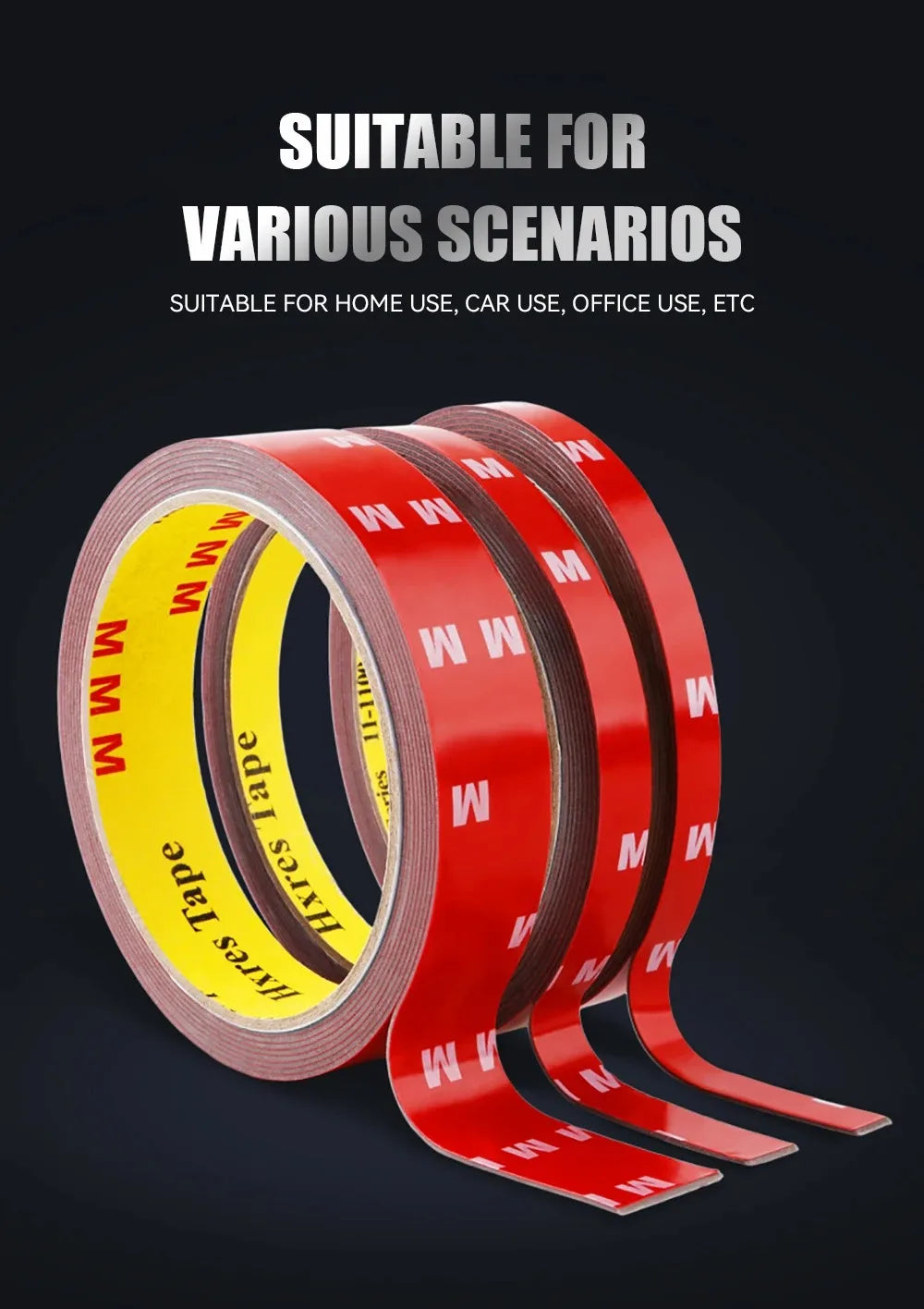 3Meters Extra Strong Double Sided Tape Adhesive 0.8mm Thick For Car Industry Special High Viscosity Mounting Fixing Sticky Tape