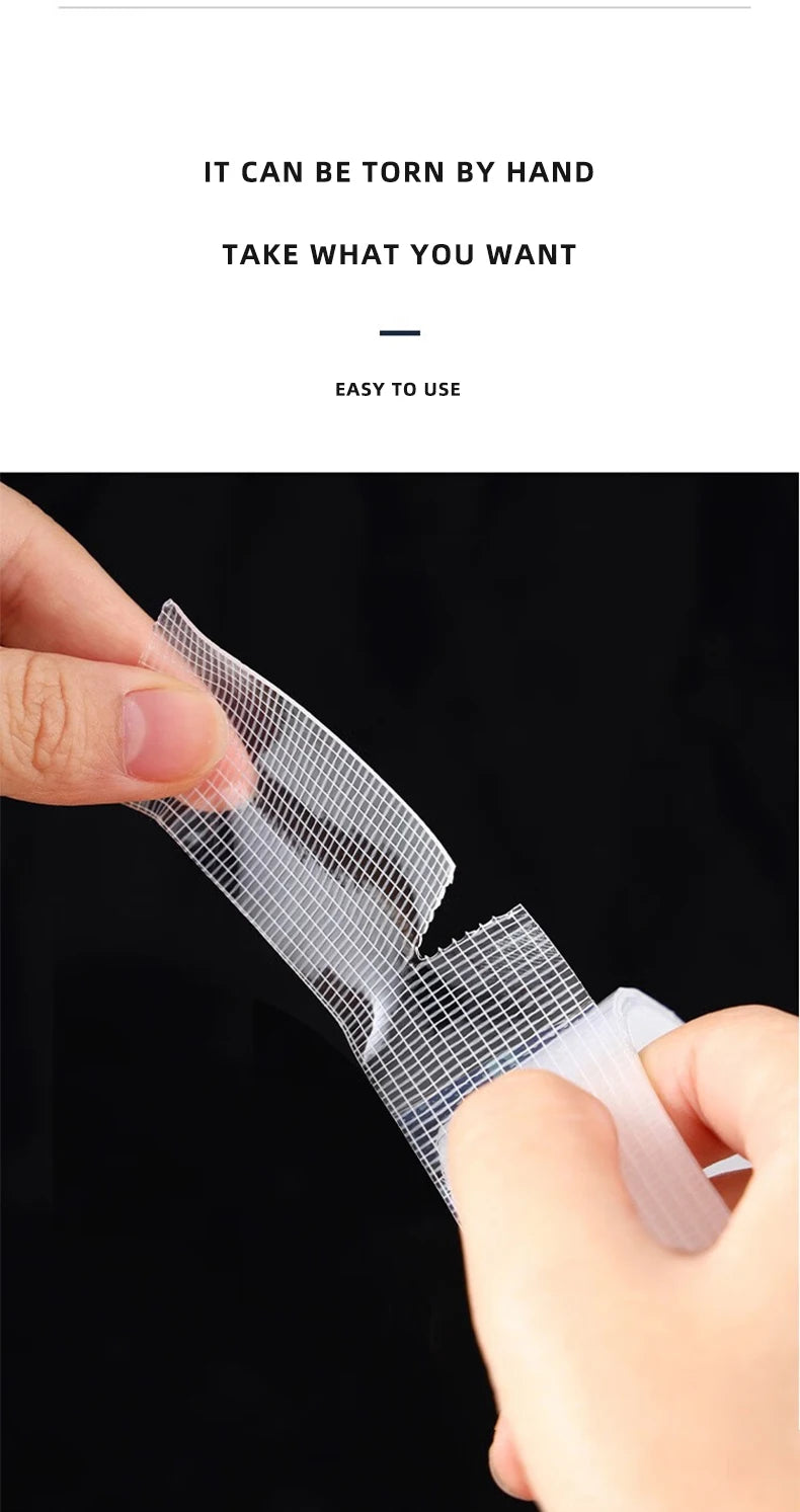 3PCS Reusable Traceless Strong Sticky Adhesive Mesh Nano Tape, Washable Clear Mounting For Paste Items In Home Office Car