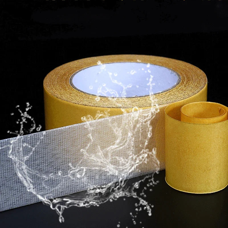 1Roll  Double Sided Tape High Viscosity Grid Fiber Transparent Double Sided Tape Sticky Waterproof  Adhesive Fiber Mesh Tapes