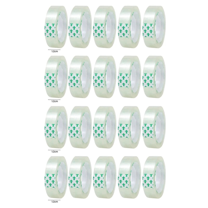 20-1Roll Transparent Adhesive Tape 0.8cm 1.2cm 1.8cm Width Strong Clear Sealing Tape for Office School Home Packaging Stationery