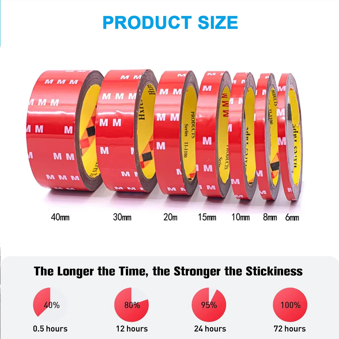 3Meters Double Sided Adhesive Tape Extra Strong 0.8mm Thick High Viscosity For Car Special Mounting Fixing Tear Off No Residue
