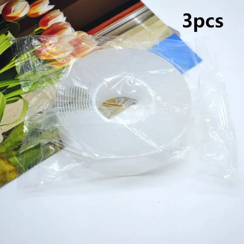 3PCS Reusable Traceless Strong Sticky Adhesive Mesh Nano Tape, Washable Clear Mounting For Paste Items In Home Office Car