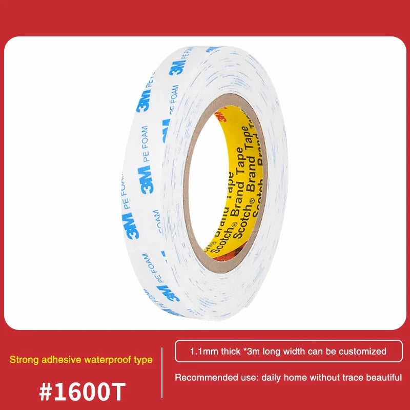 3M 10-50mm 3m White Foam Double-Sided Adhesive Strong Non-Trace Foam Tape High Temperature Resistant Double Sided Adhesive Tape