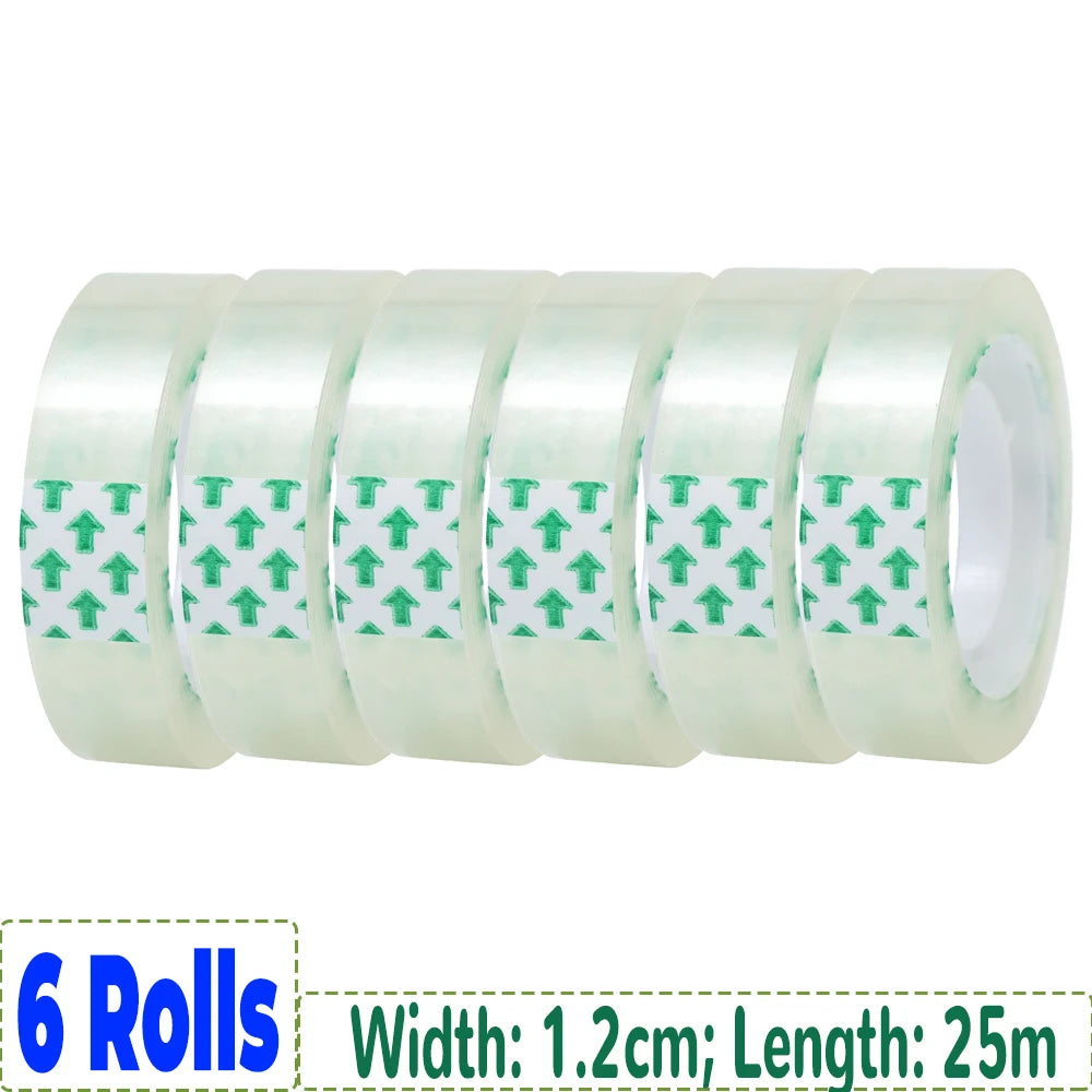 12/6/3/1rolls Transparent Tape Refills Wrapping Tape Roll 0.8cm 1.2cm 1.8cm High-viscosity Adhesive Tapes Home School Supplies
