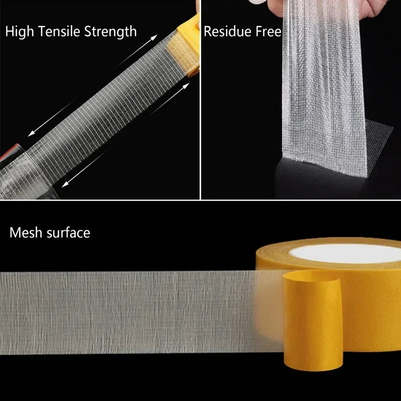 5/10/20m Double Sided Tape Strong Traceless Adhesive Waterproof Fixation Mat Carpet Tape Translucent Mesh High Viscosity Tapes