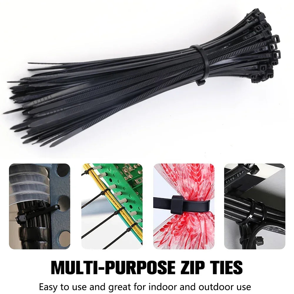 1000/100Pcs Wholesale Plastic Nylon Cable Ties Self-locking Cord Straps Widen thicken Cables Fastening Loop Wire Zip Tie