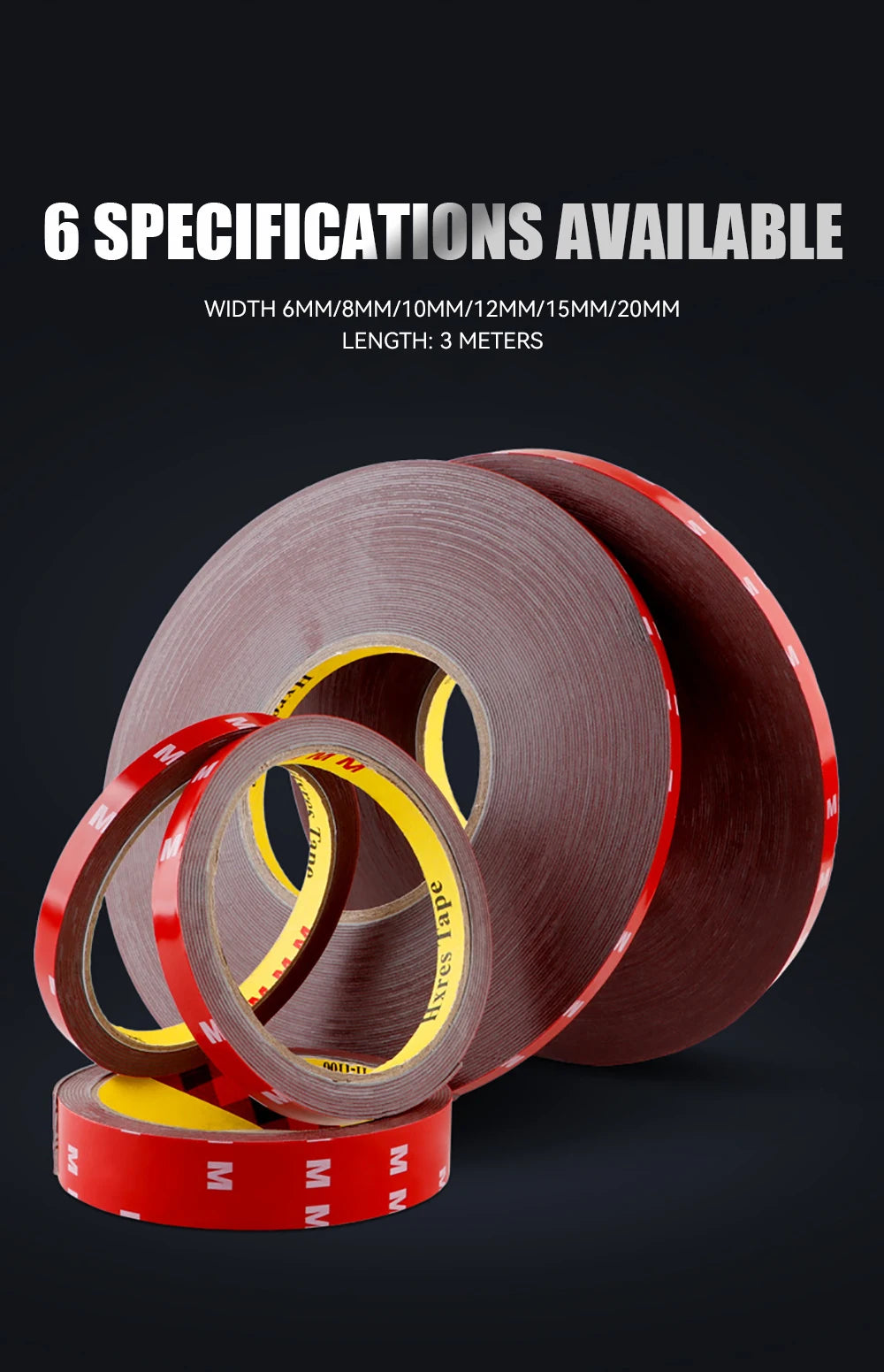 Extra Strong Double Sided Adhesive Tape Waterproof Acrylic Foam Adhesive Tape For Car Home High Temperature Fixing Sticky Tape