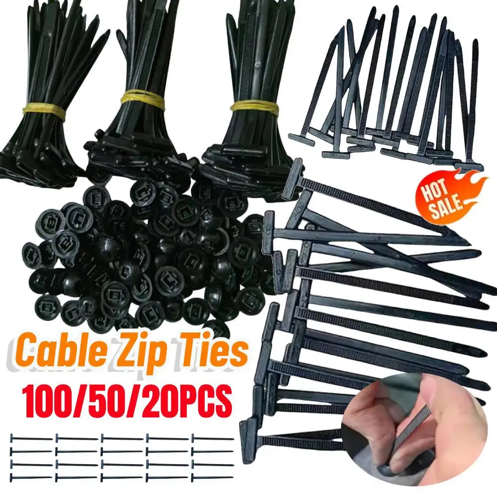 Self-locking Nylon Universal Cable Tie Buckle 100/50/20PCS Plastic Fixed Strap Iron Cable Gap Car Instrument Zip Ties