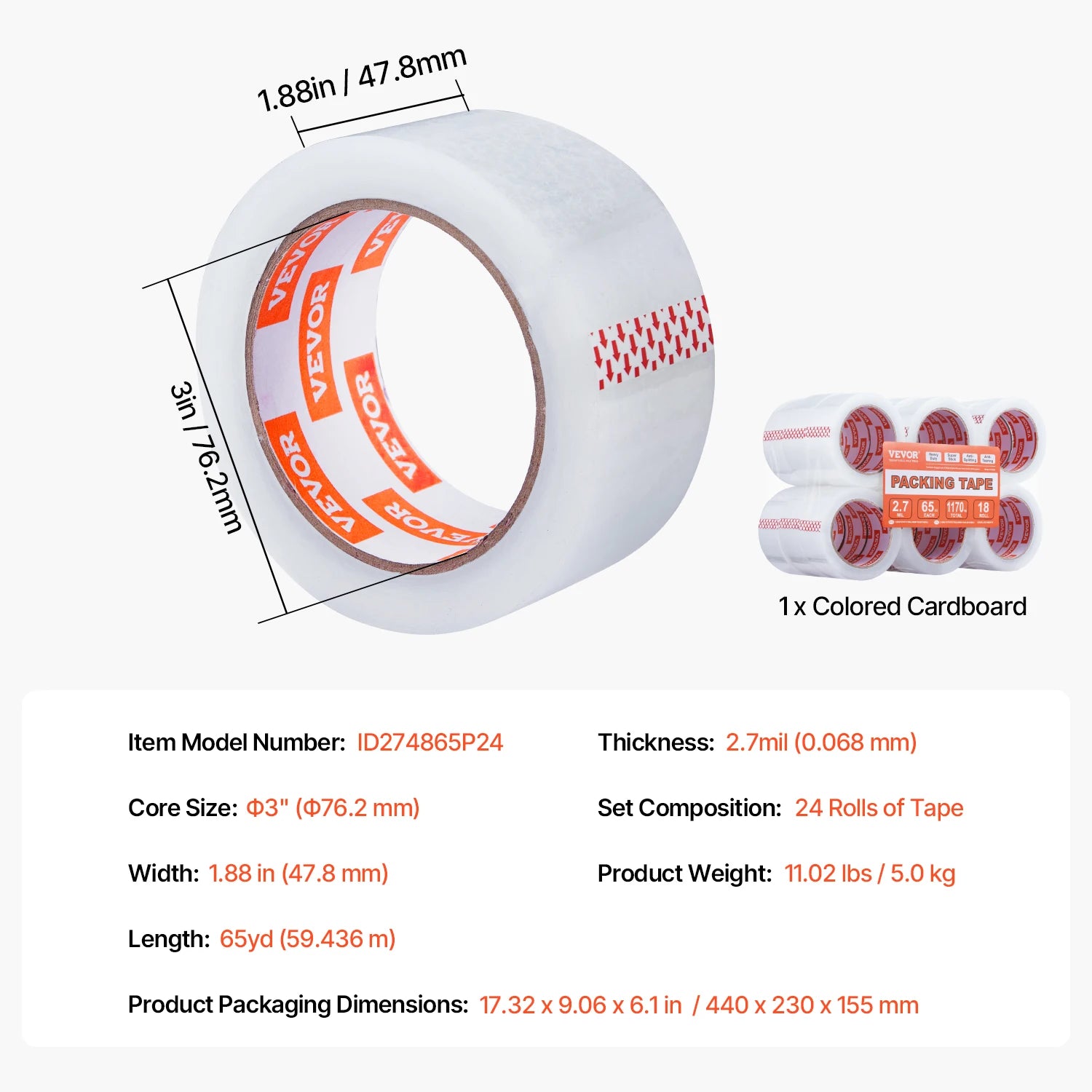 SucceBuy 18/24/36 Rolls Transparent Tape 4.8cm High Adhesive Clear Adhesive Tape for Box Carton Sealing Packing Mounting Fixing