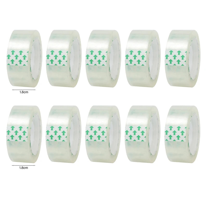 20-1Roll Transparent Adhesive Tape 0.8cm 1.2cm 1.8cm Width Strong Clear Sealing Tape for Office School Home Packaging Stationery