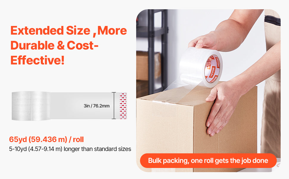 SucceBuy 6/24 Rolls 7.6CM 70M High Viscosity Clear Adhesive Tape Transparent Packaging Tape for Office Wrapping Express Packing