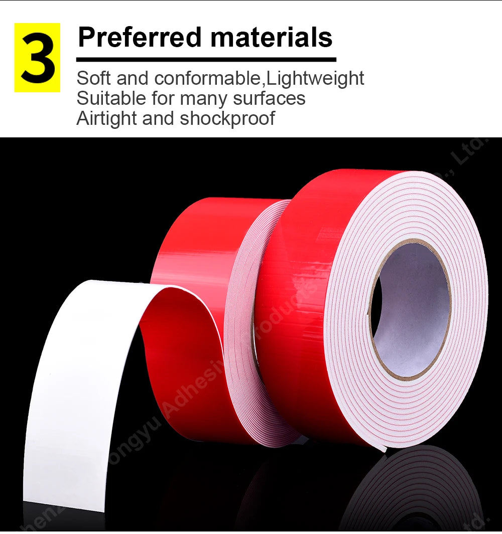 Super Strong Double side Adhesive foam Tape for Mounting Fixing Pad Sticky Elasticity Soft Temperature Resistant PE Sponge Tape