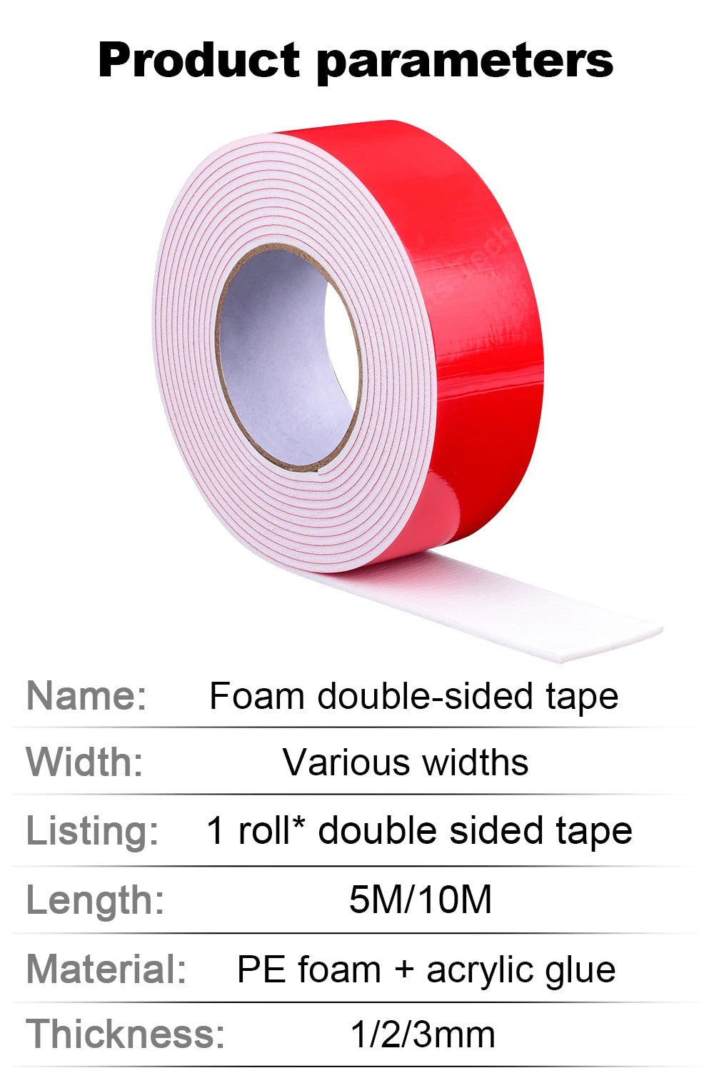 Super Strong Double side Adhesive foam Tape for Mounting Fixing Pad Sticky Elasticity Soft Temperature Resistant PE Sponge Tape