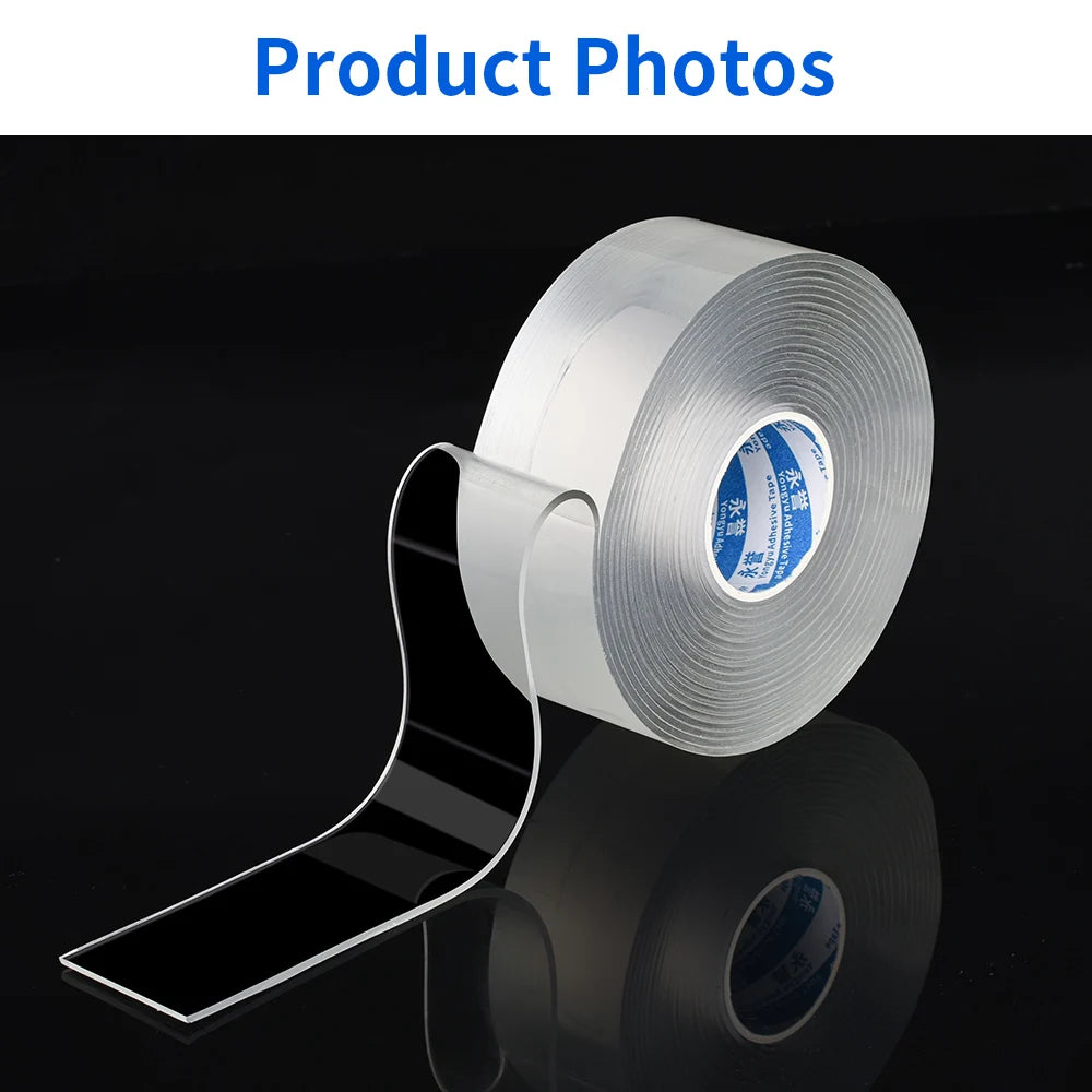 Nano Tape Single Sided Tape Transparent Reusable Waterproof Adhesive Tapes Cleanable Kitchen Bathroom Supplies Tapes