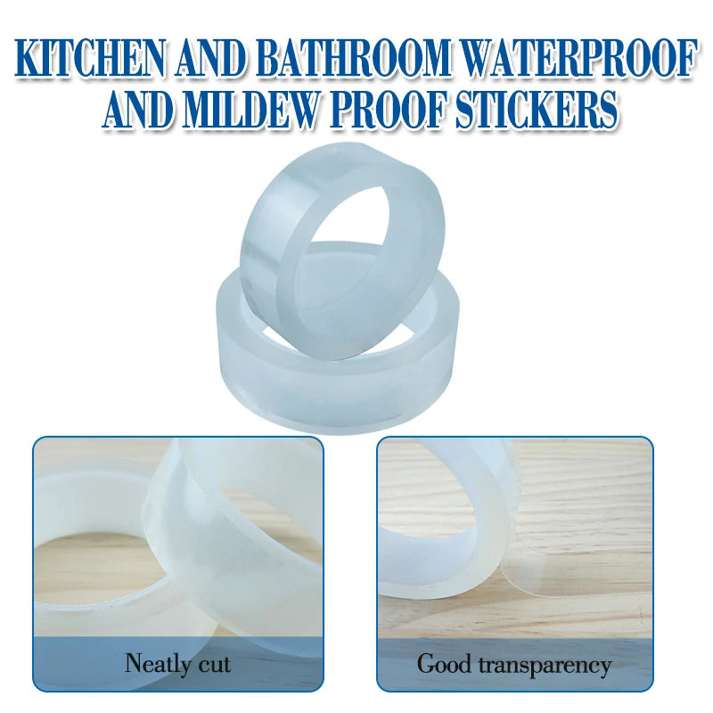 Sink Self-adhesive Home Kitchen Waterproof Transparent Tape Nano Mildew Strong Pool Water Seal Gap Strip Silicone Stickers Tool