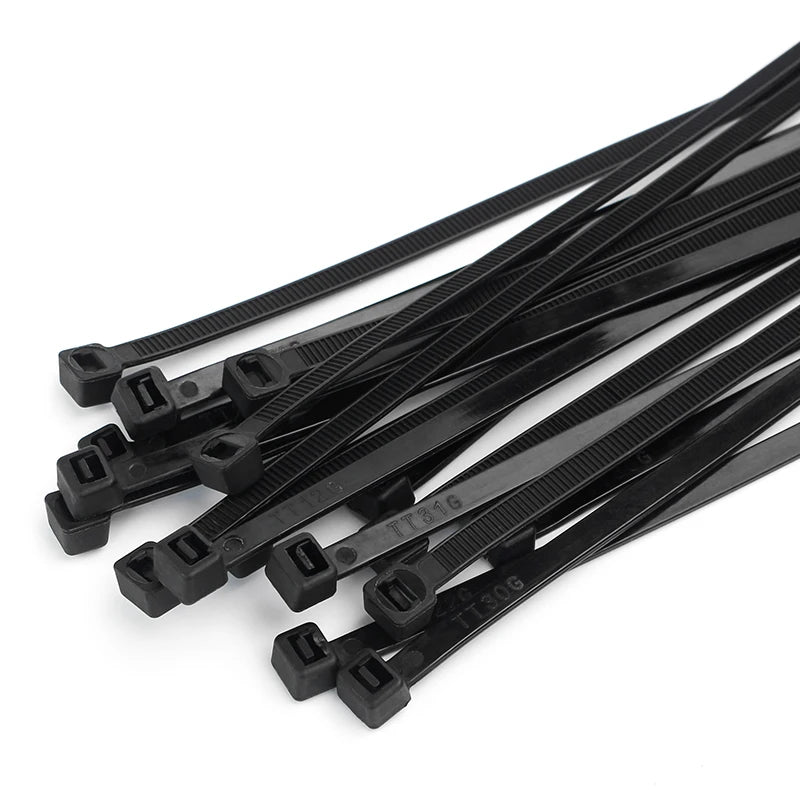 100 PCS Self-locking Plastic Nylon Tie  Black Fastening Strap Cable-Tie-Set Cable Zip Tie Fastening Ring Zip Wraps Strap Tie
