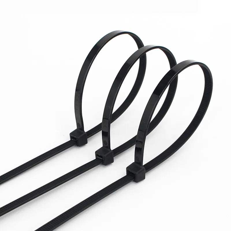 100 PCS Self-locking Plastic Nylon Tie  Black Fastening Strap Cable-Tie-Set Cable Zip Tie Fastening Ring Zip Wraps Strap Tie