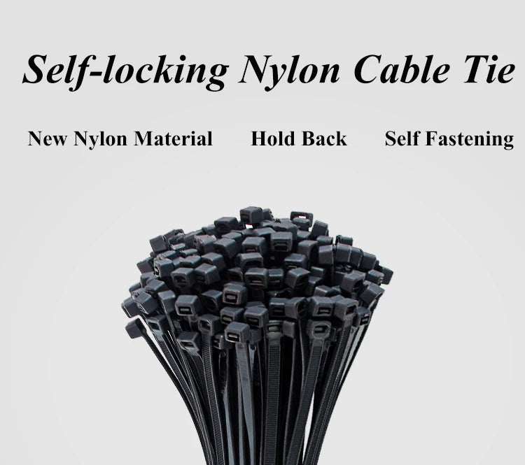 100 PCS Self-locking Plastic Nylon Tie  Black Fastening Strap Cable-Tie-Set Cable Zip Tie Fastening Ring Zip Wraps Strap Tie