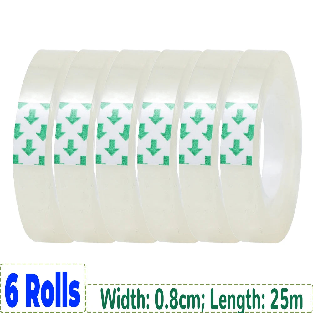 12/6/3/1rolls Transparent Tape Refills Wrapping Tape Roll 0.8cm 1.2cm 1.8cm High-viscosity Adhesive Tapes Home School Supplies