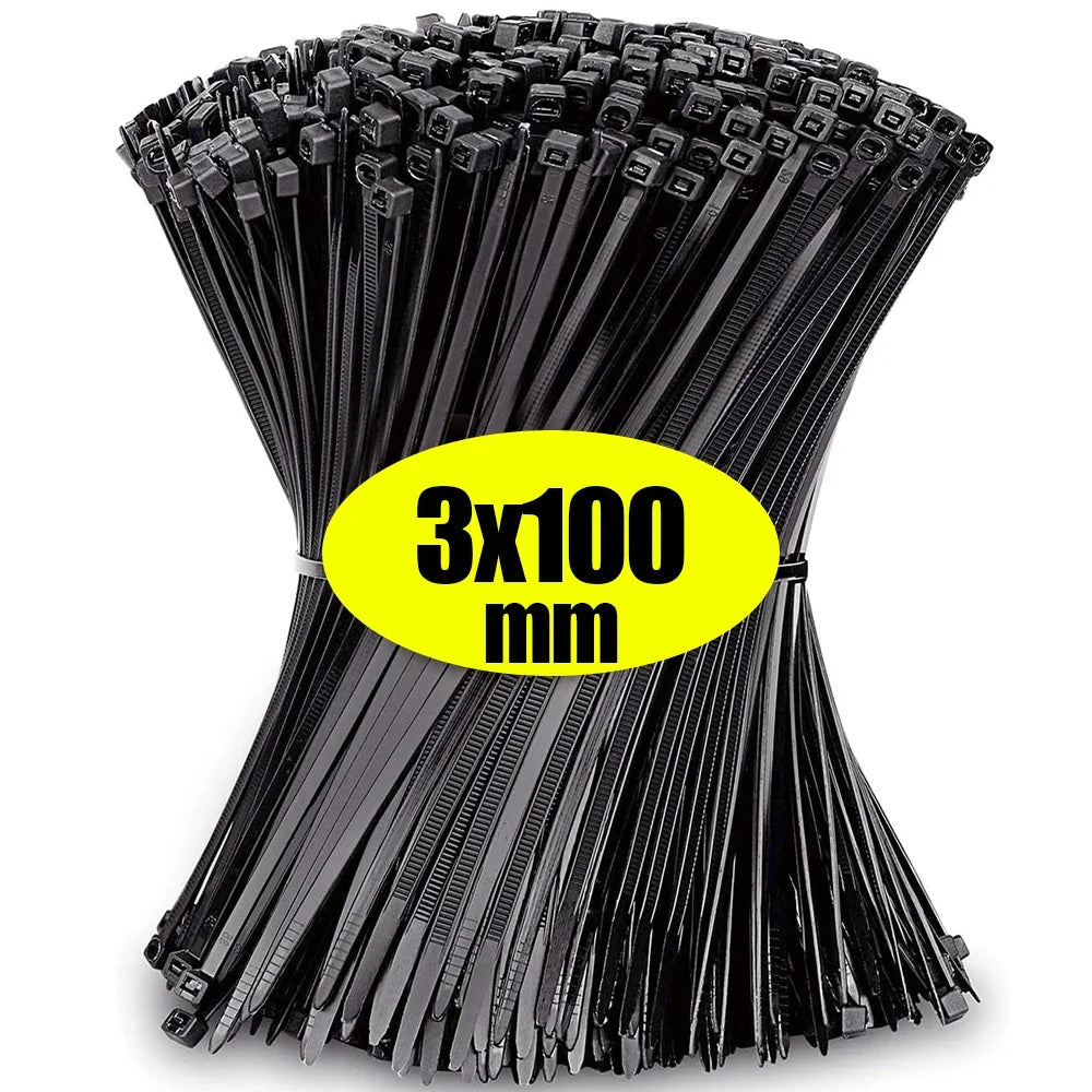 3000/100Pcs Wholesale Adjustable Nylon Cable Ties Self-locking Cord Ties Straps Home Office Wire Zip Ties Cables Fastening Loop