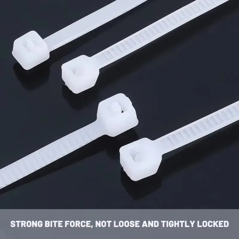 1-500pcs Plastic Straps Nylon Cable Ties Plastic Flanges Ties Cable Greenhouse Velcro Clamp Self-locking Fastening Wire Ties