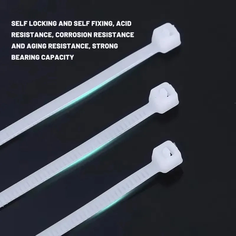 1-500pcs Plastic Straps Nylon Cable Ties Plastic Flanges Ties Cable Greenhouse Velcro Clamp Self-locking Fastening Wire Ties
