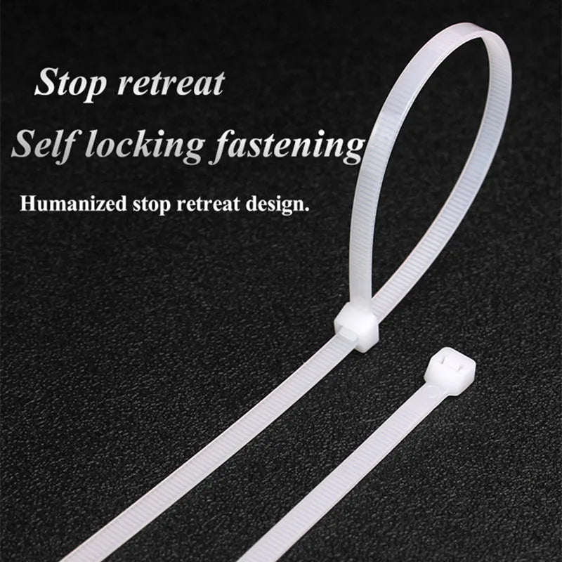 Cable Ties Self locking Nylon Cable Zip Ties 100pcs Plastic Colored Cable Zip Tie  Wrap BundleTies white