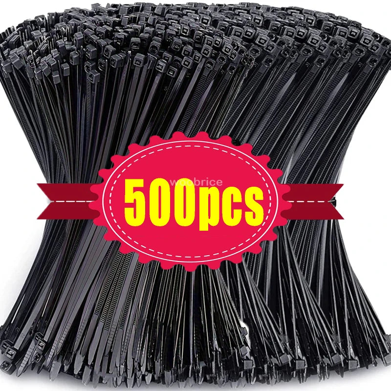 1-500pcs Plastic Straps Nylon Cable Ties Plastic Flanges Ties Cable Greenhouse Velcro Clamp Self-locking Fastening Wire Ties