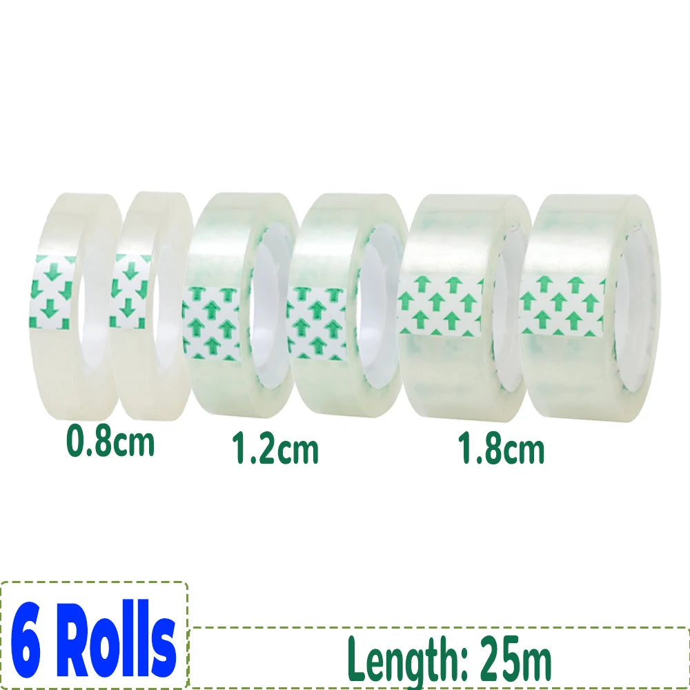 12/6/3/1rolls Transparent Tape Refills Wrapping Tape Roll 0.8cm 1.2cm 1.8cm High-viscosity Adhesive Tapes Home School Supplies