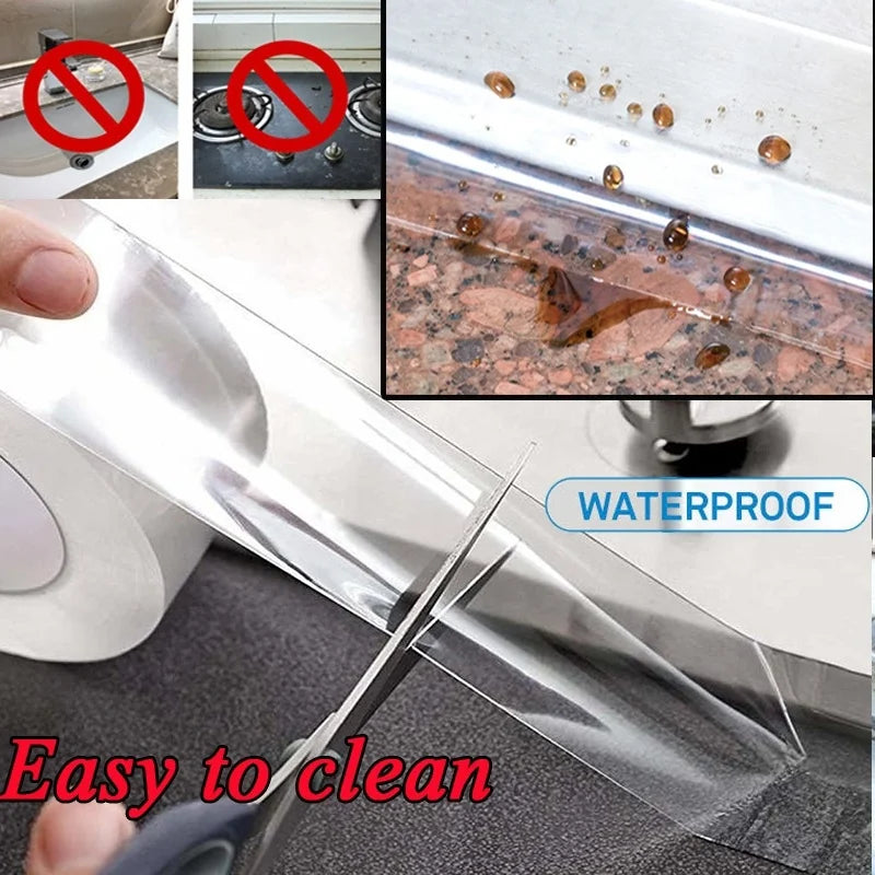 Sink Self-adhesive Home Kitchen Waterproof Transparent Tape Nano Mildew Strong Pool Water Seal Gap Strip Silicone Stickers Tool