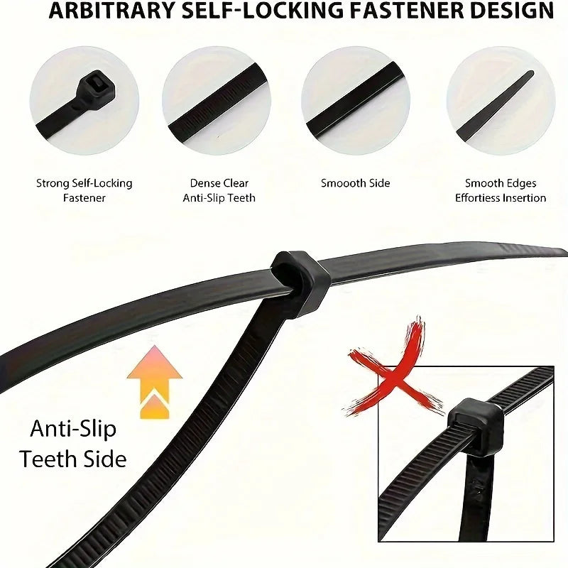 1-500pcs Plastic Straps Nylon Cable Ties Plastic Flanges Ties Cable Greenhouse Velcro Clamp Self-locking Fastening Wire Ties